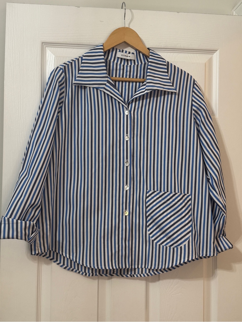 Vitamin striped top- ruffle detail on back